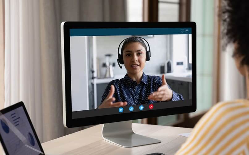 person in virtual meeting