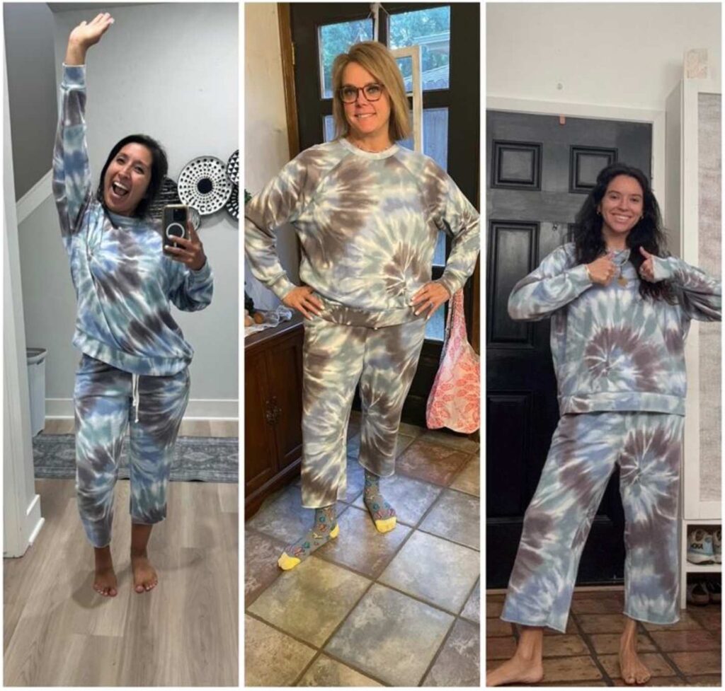 photo collage of a TVAH teacher and her two daughters in matching outfits
